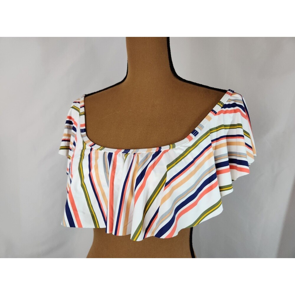 Stinkin Cute! New Womens Small 2-Piece Striped Bandeau Bra Top Mid Rise Bottom S